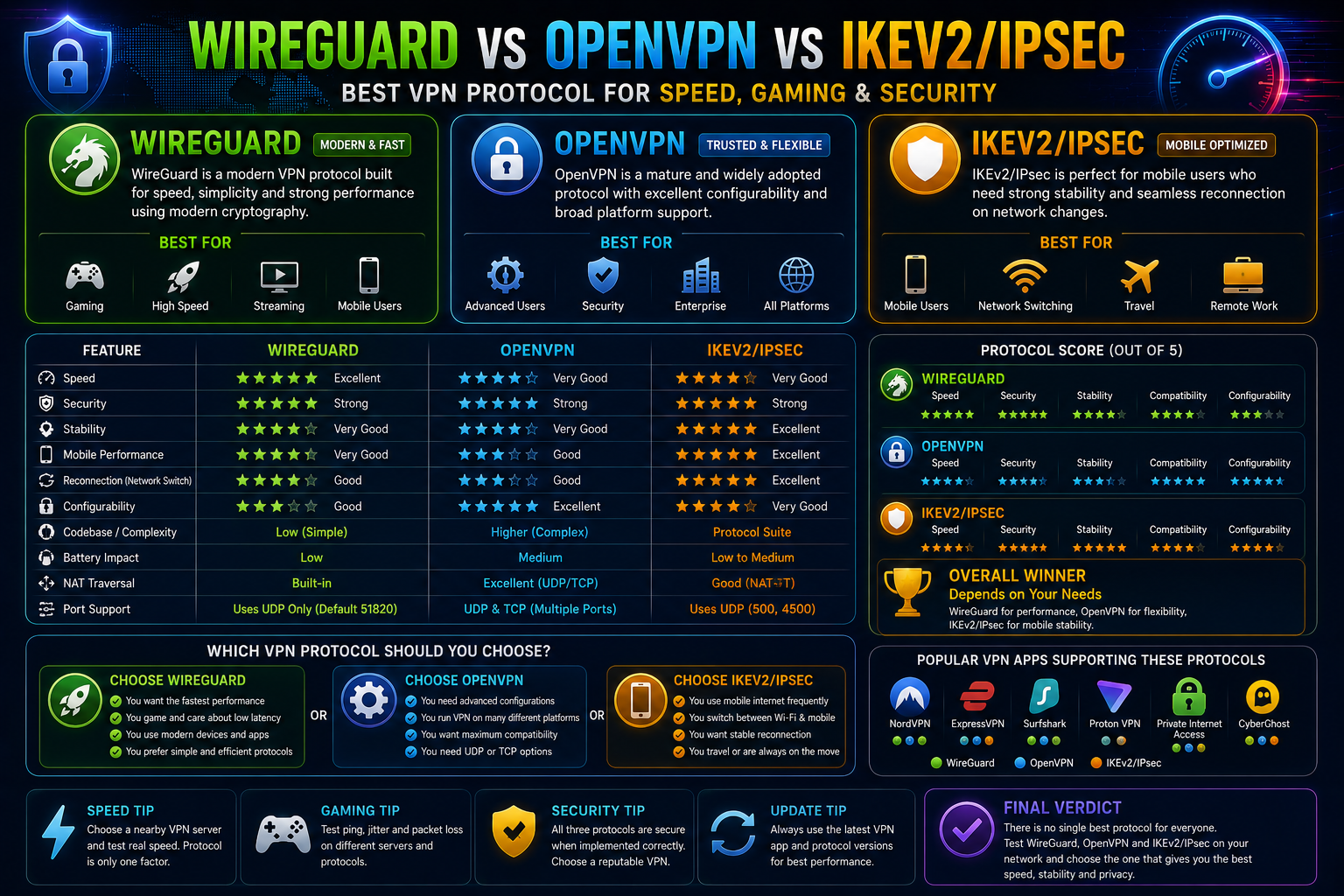 WireGuard vs OpenVPN vs IKEv2: Best VPN Protocol for Speed, Gaming & Security — image 3